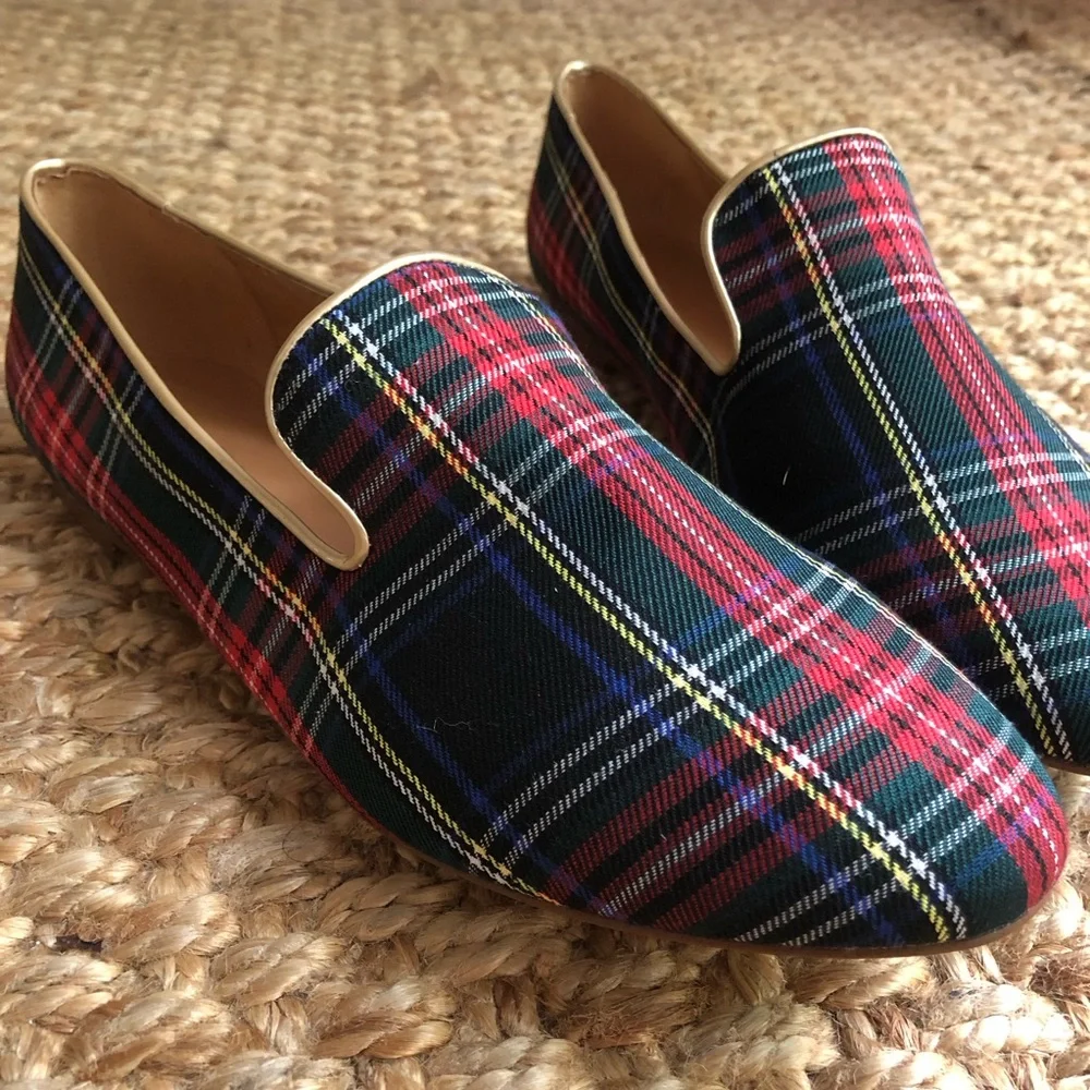New: J Crew Stewart Plaid Smoking Loafer. Size 8.5